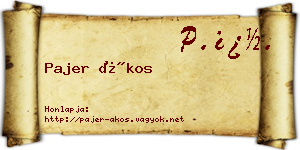 Pajer Ákos névjegykártya