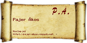 Pajer Ákos névjegykártya